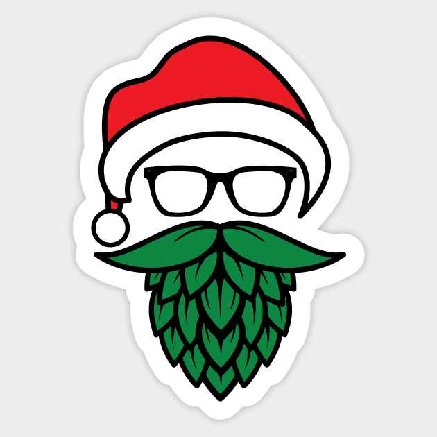 Hipster Santa Hops Beard, Beer Lover Christmas Sticker by cottoncanvas